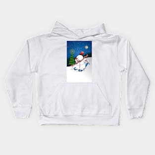 A snowman on skies Kids Hoodie